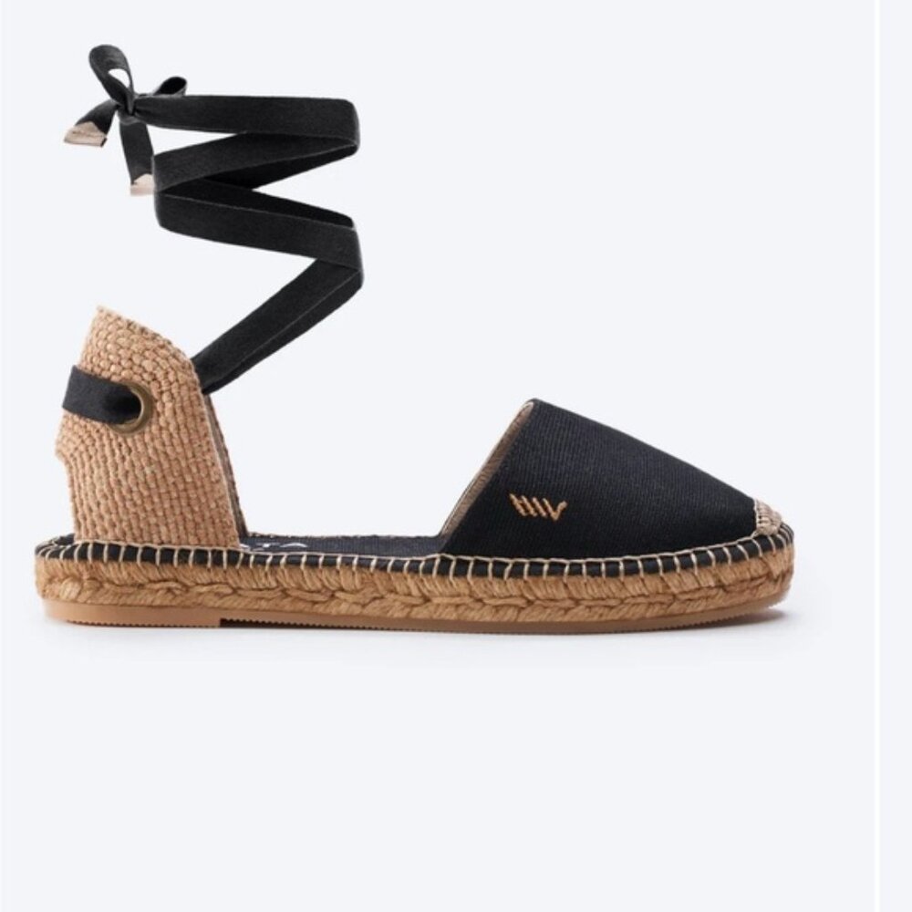 Viscata Lace up Black Espadrille Sandals